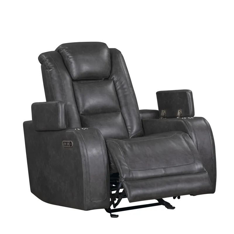 Chester Glider Recliner W/Power Headrest & Footrest-Gray
