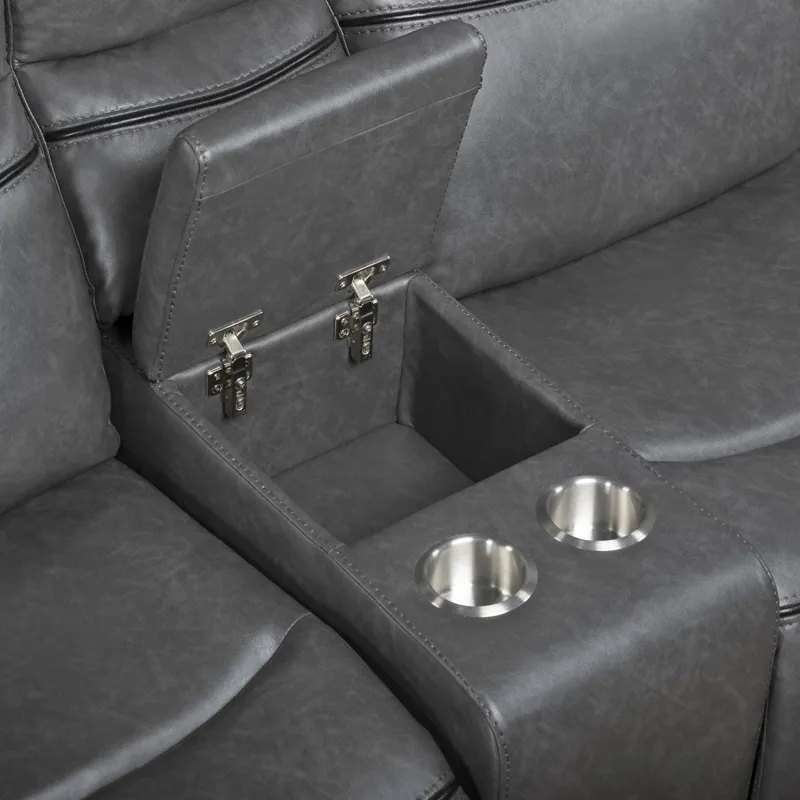 Titan Console Loveseat W/Power Headrest & Footrest-Gray