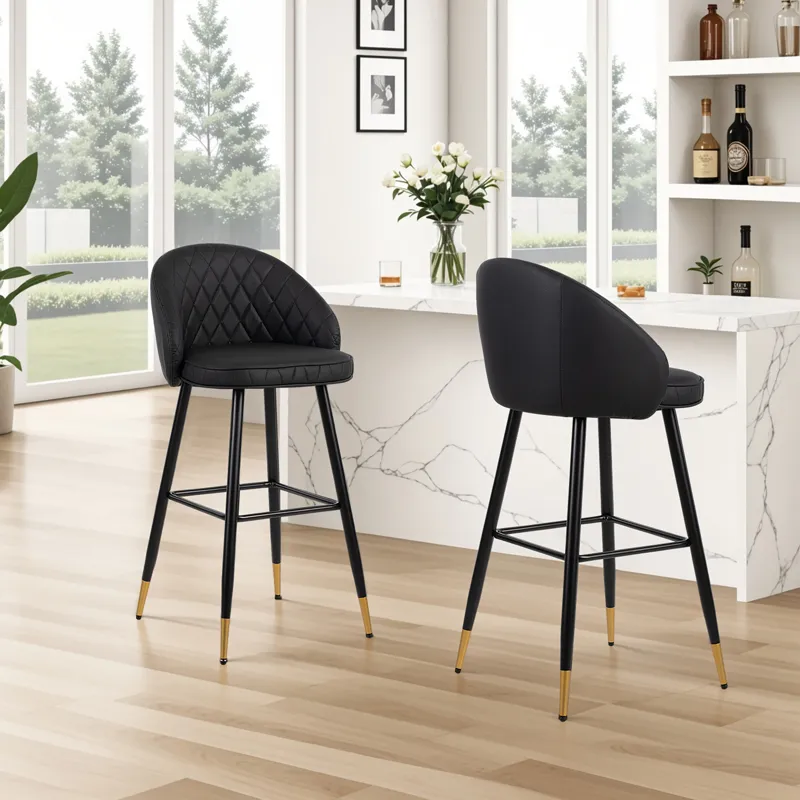 Oliver Black Vegan Leather Bar Chair(2 Per Carton)