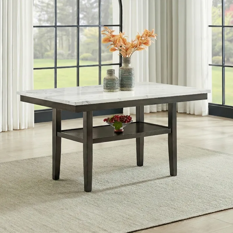 Carissa 60" Rectangle Dining Table W/Storage Shelf