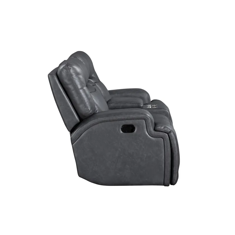 Titan Console Loveseat W Dual Recliners-Gray