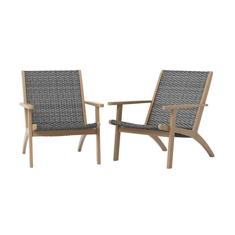Radius Patio Wood And Gray Wicker Side Chair(2 Per Carton)