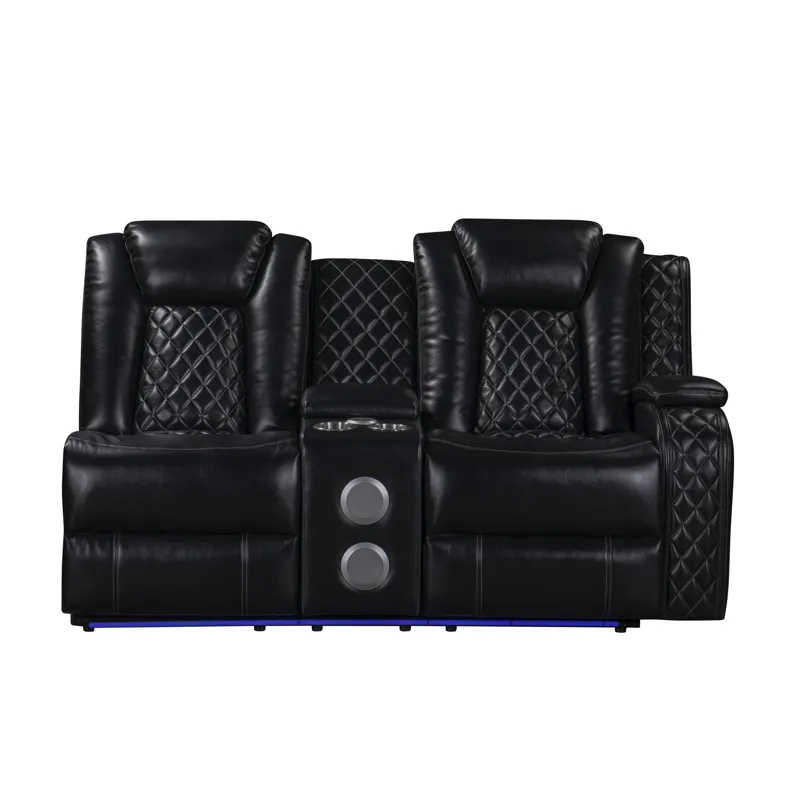 Orion II RAF Console Loveseat W Power Footrest & Headrest-Black