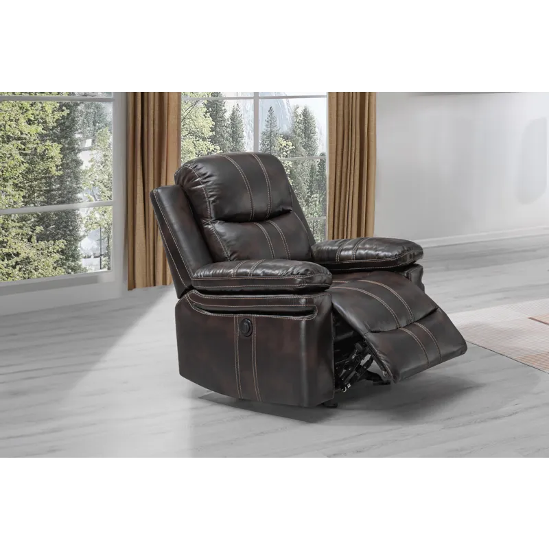 Kellen Glider Recliner W/Power Footrest-Brown