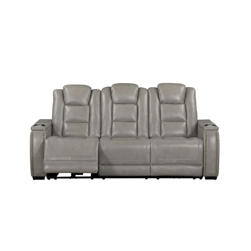 Breckenridge II Sofa W Power Footrest & Headrest-Lt Gray