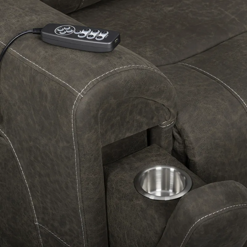 Gaia LAF Recliner W/Power Headrest,footrest, Massage, Heat-Sable