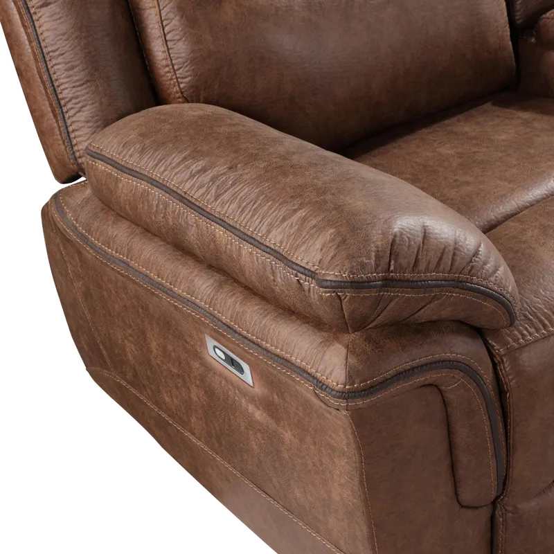 Ryland Console Loveseat W/Power Footrest-Brown