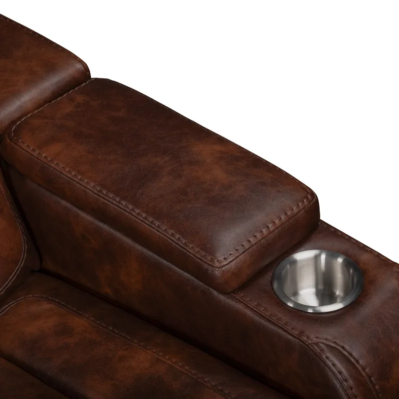 Chester Reclining Console Loveseat W/Power Headrest & Footrest-Brown