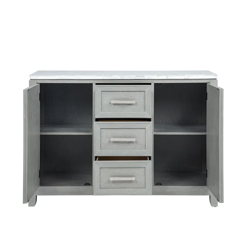 Fiona Marble Top Dining Buffet/Server-Mist Gray