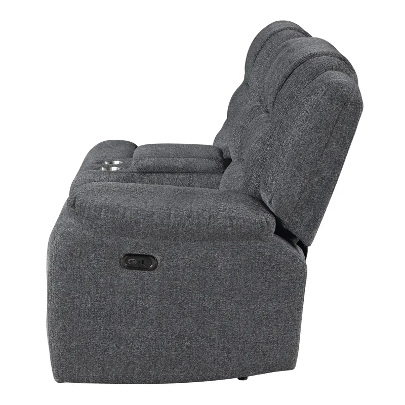 Redondo RAF Console Loveseat W/1 Recliner Power Footrest-Dk Gray