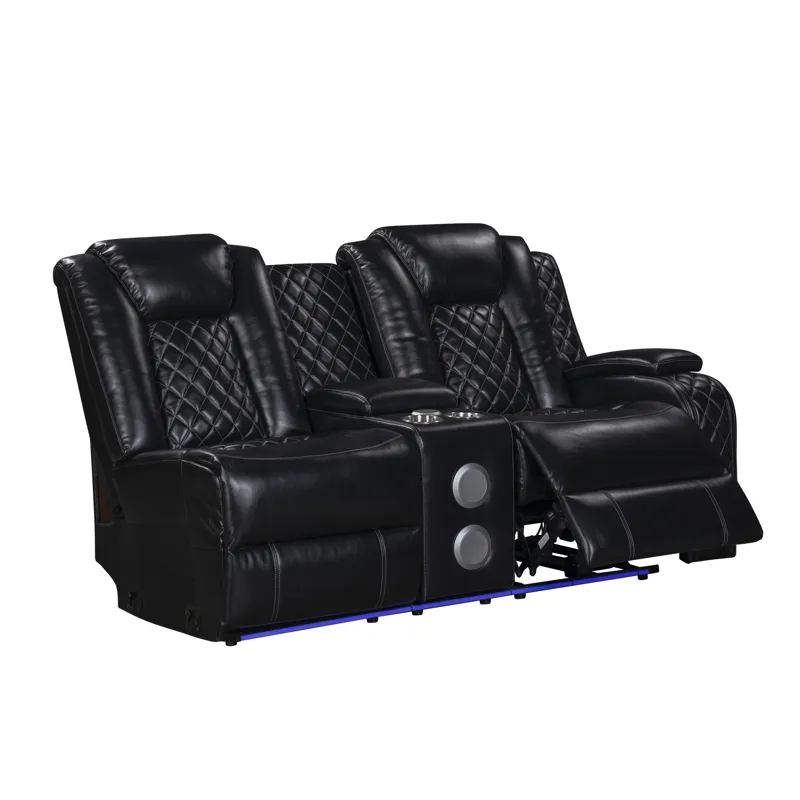 Orion II RAF Console Loveseat W Power Footrest & Headrest-Black