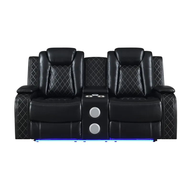 Orion II Console Loveseat W Dual Recliners-Black
