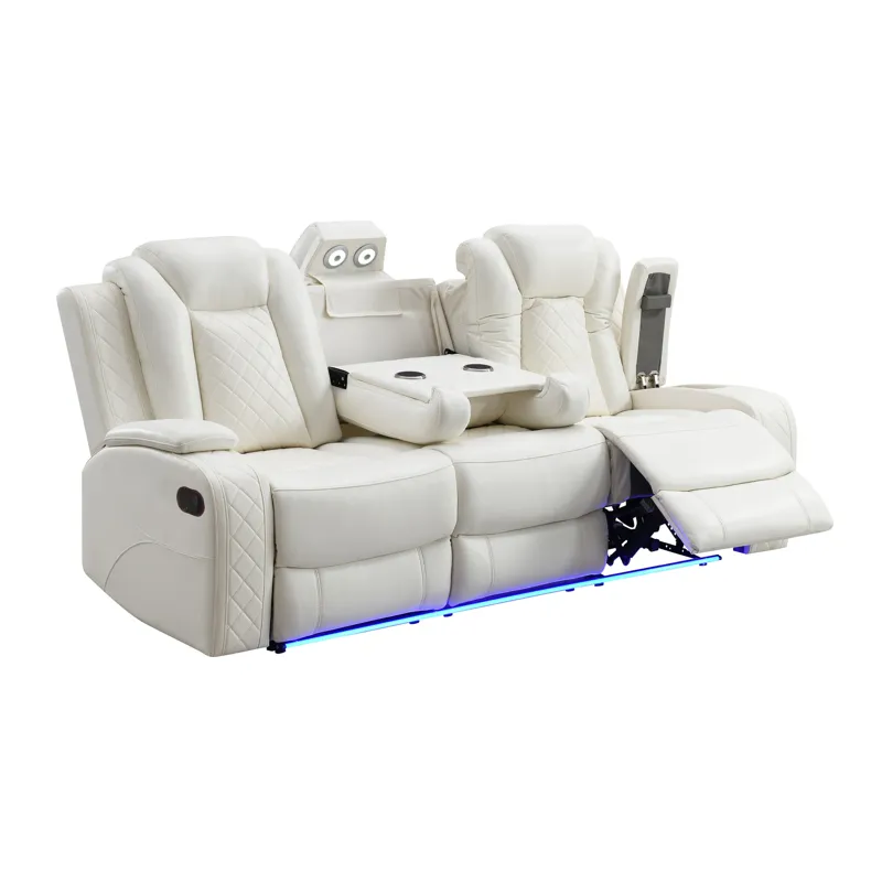 Orion II Sofa W/Dual Recliner-White
