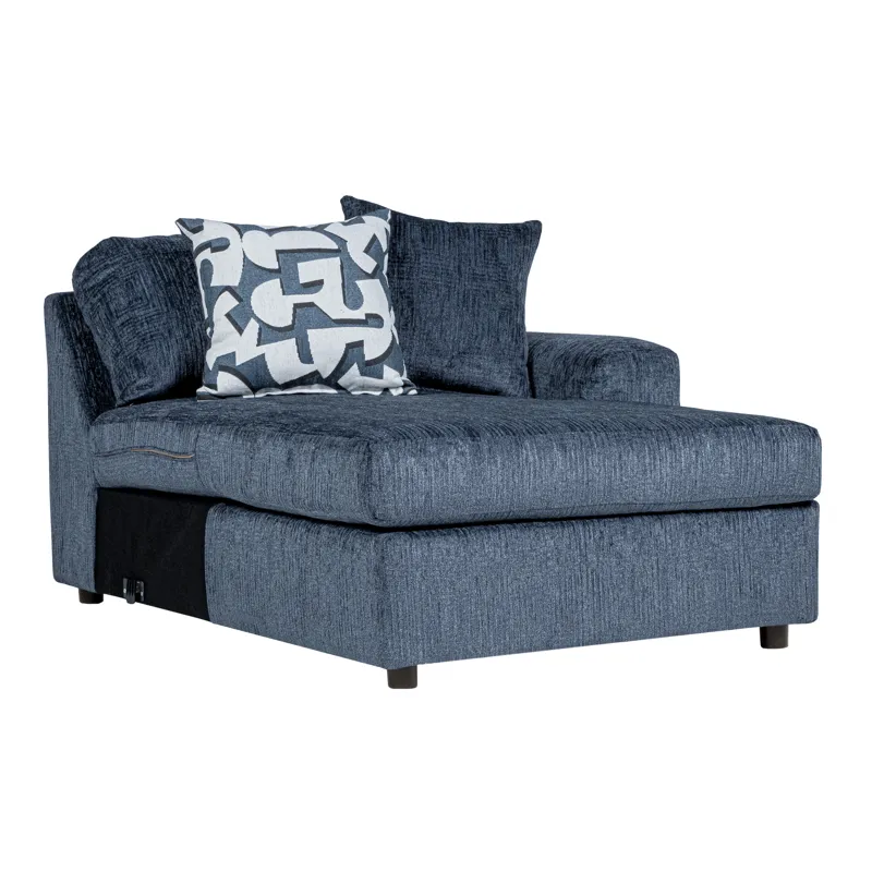 Tristan RAF Chaise W/2 Accent Pillows-Indigo Blue