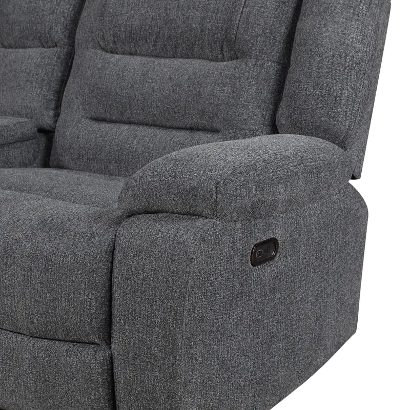 Redondo RAF Console Loveseat W/1 Recliner Power Footrest-Dk Gray