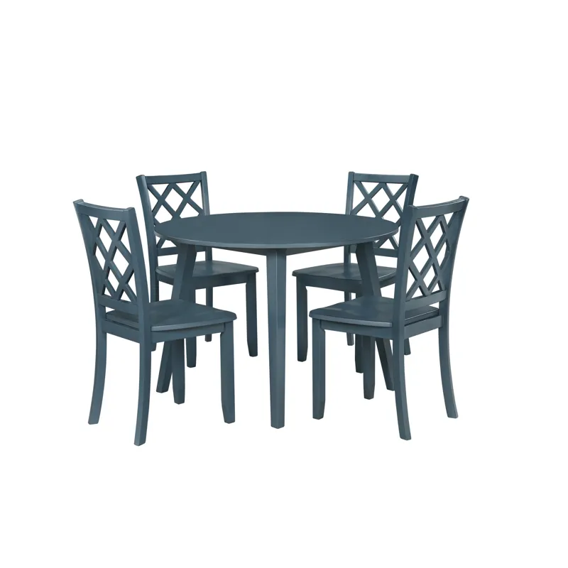 Trellis 5 PC Round Dining Set, Table & 4 Chairs Blue