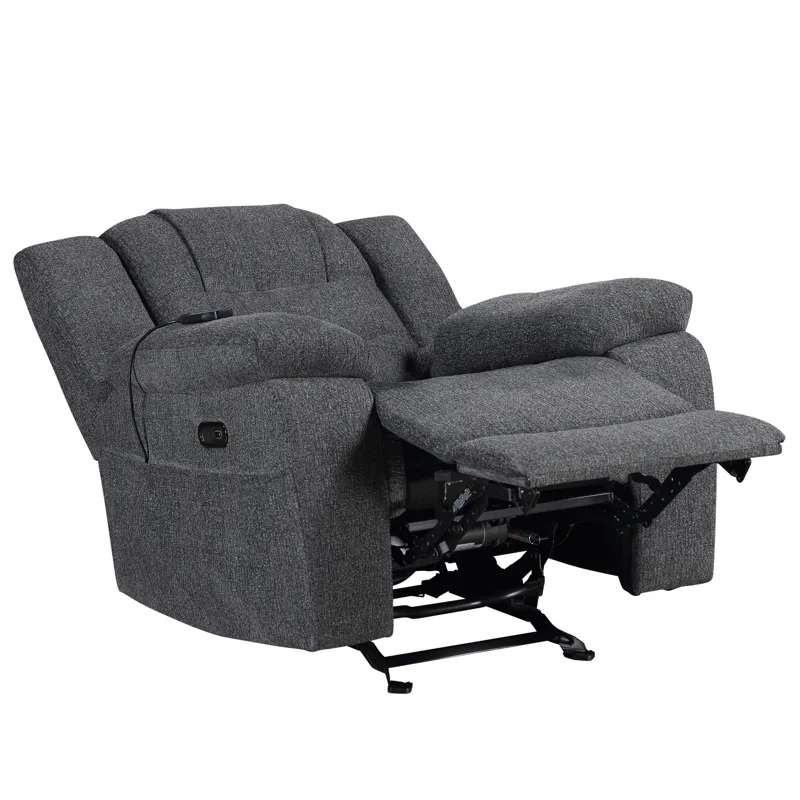 Redondo Glider Recliner W/Heat, Massage, Power Footrest-Dk Gray