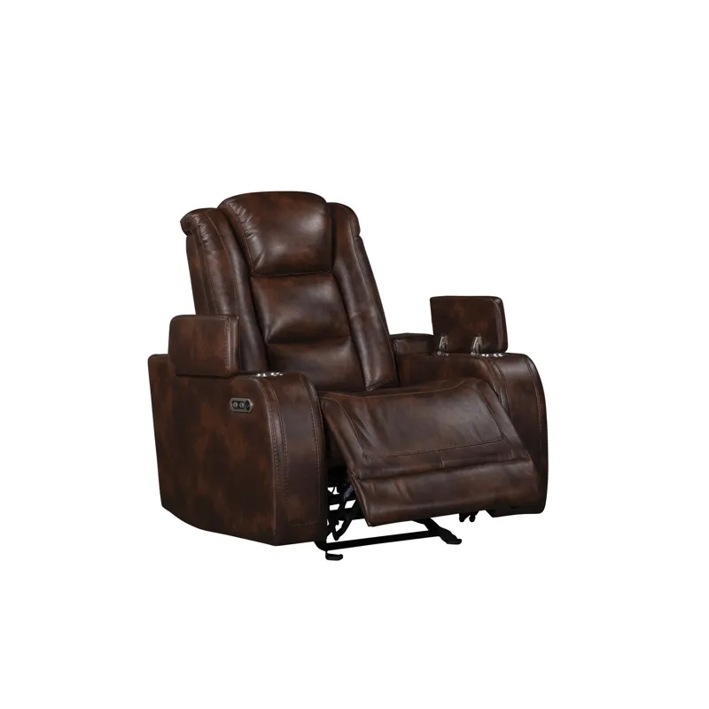 Chester Glider Recliner W/Power Headrest & Footrest-Brown