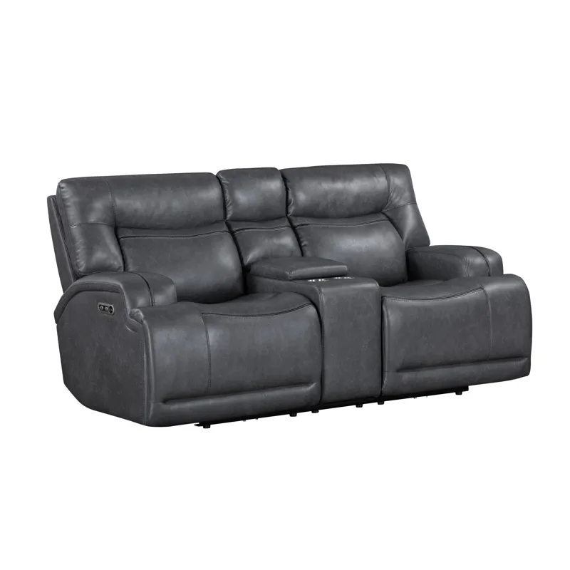 Titan Console Loveseat W/Power Headrest & Footrest-Gray