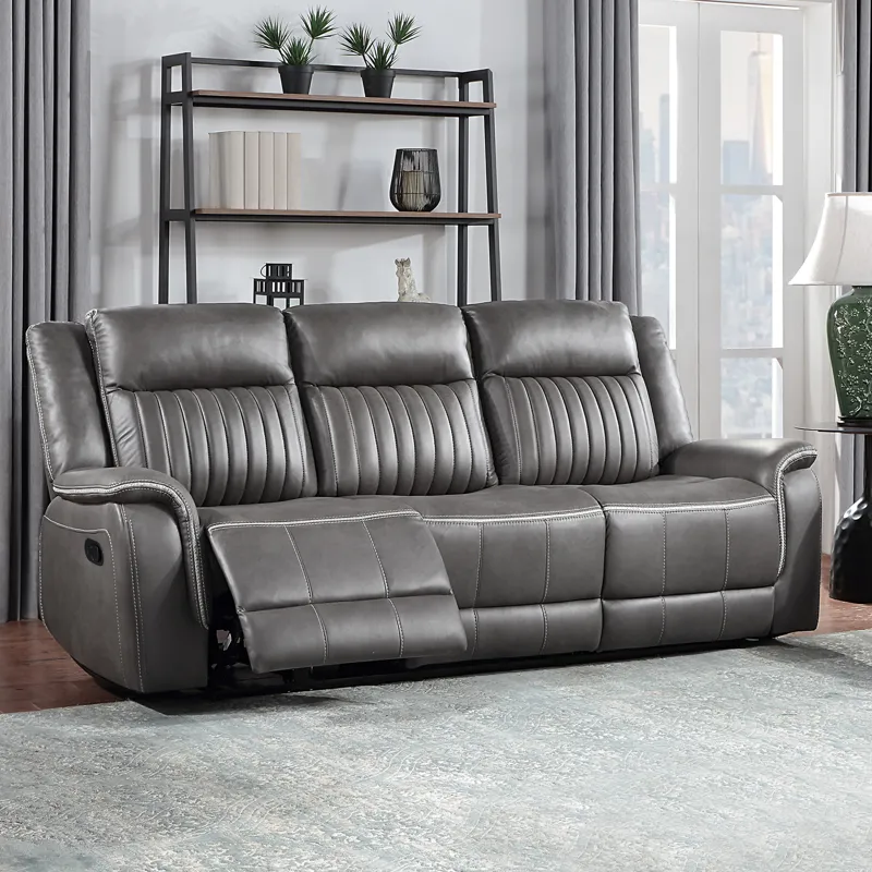 Enzo Sofa W/Dual Recliner Gray