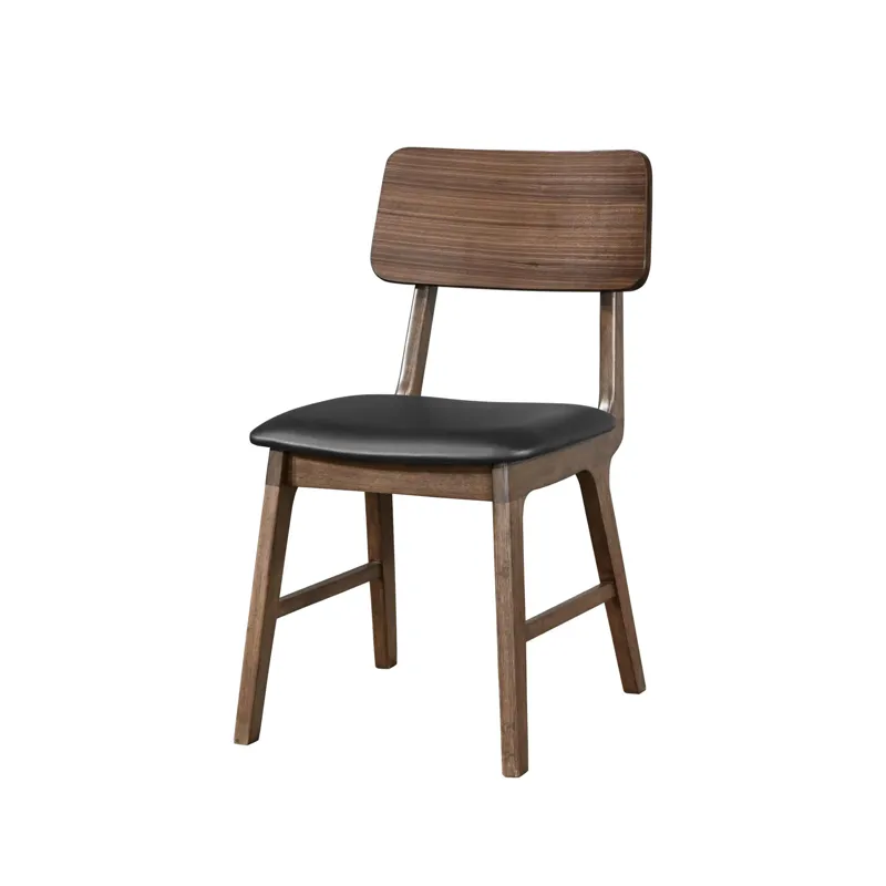 Thea Wood Back Side Chair W/Black Seat(2 Per Carton-Walnut