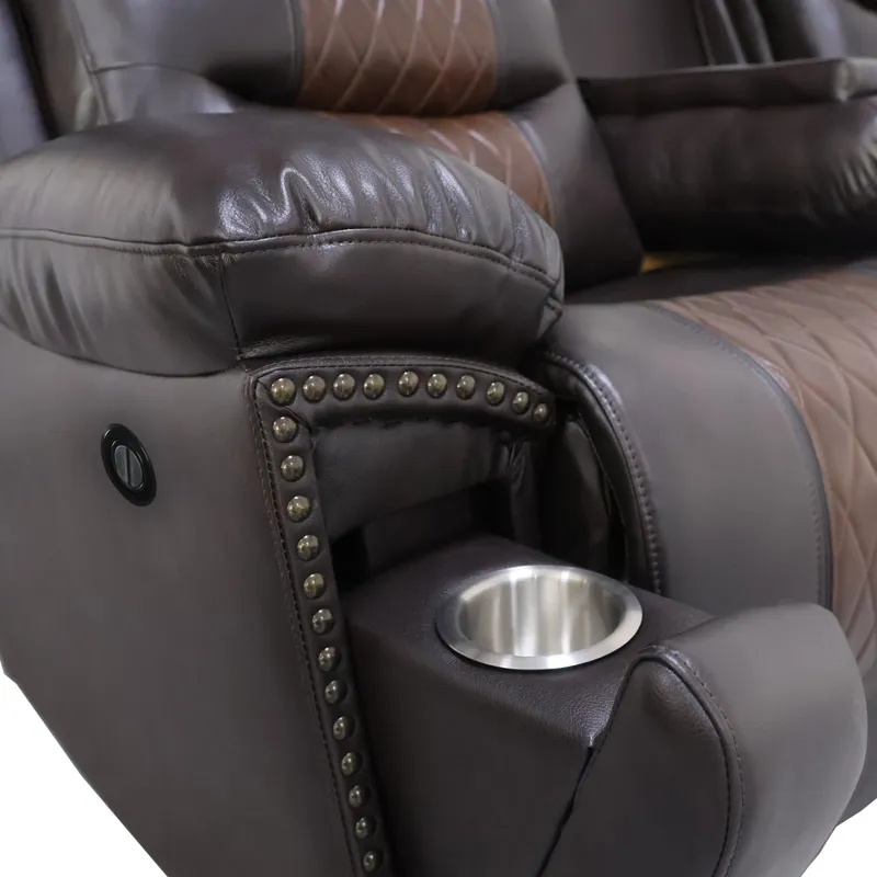 Nikko Console Loveseat W/Power Footrest-Brown
