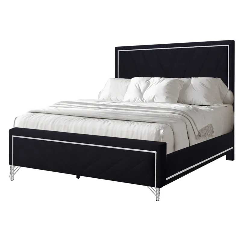 Ava Headboard, Footboard & Slat Kit-Ebony - Queen