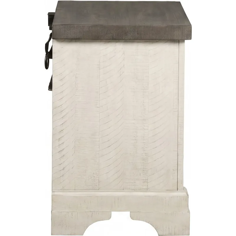 Augusta Two Drawer Nighstand W/USB Port-Rustic White