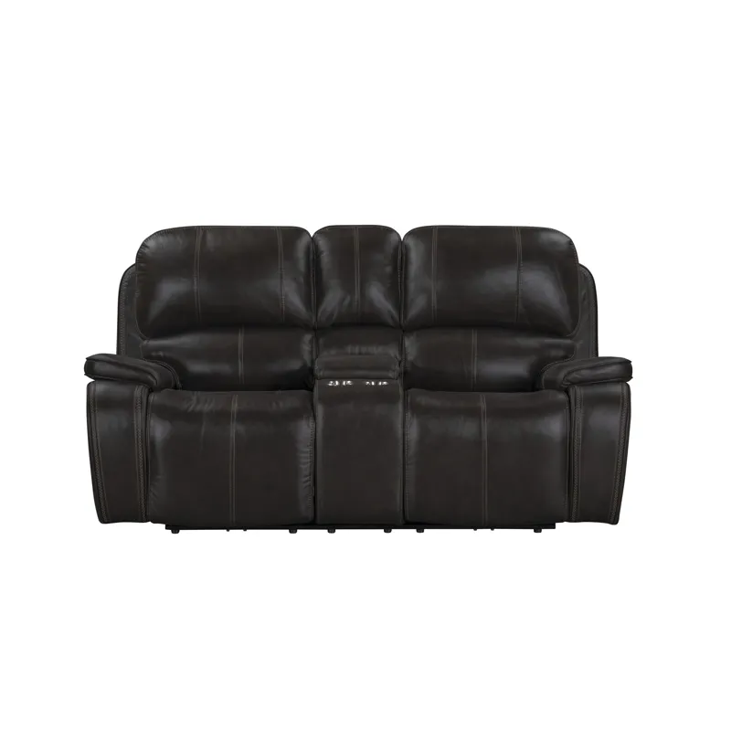 Brookings Console Loveseat W Dual Recliners-Charcoal