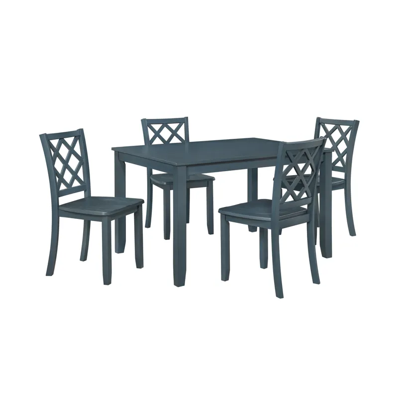 Trellis 5 PC Dining Set, Table & 4 Chairs Blue