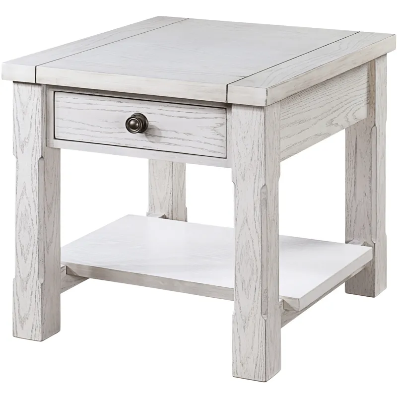 Dorsey 1 Drawer End Table-White