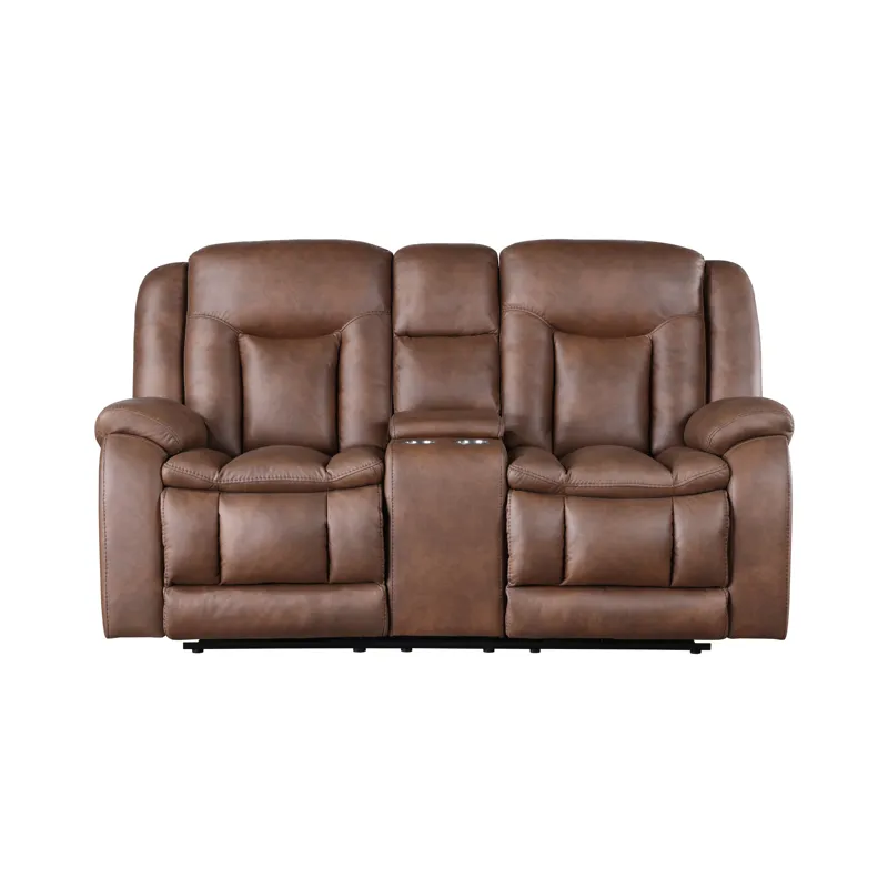 Morello Console Loveseat W Dual Recliners-Brown