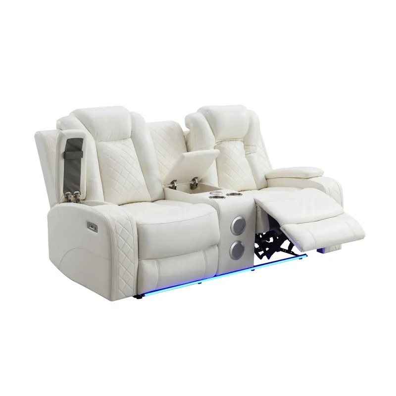 Orion II Console Loveseat W Power Footrest & Headrest-White