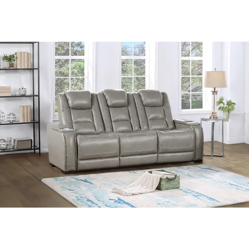 Breckenridge II Sofa W Power Footrest & Headrest-Lt Gray