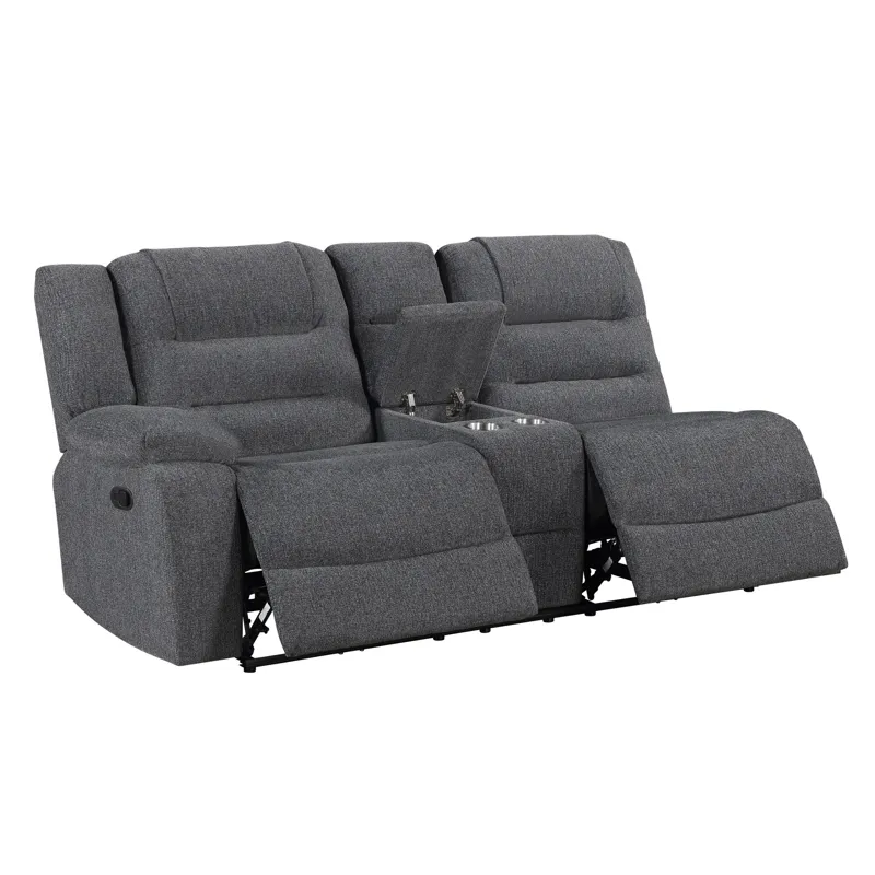 Redondo LAF Console Loveseat W 2 Recliners-Dk Gray