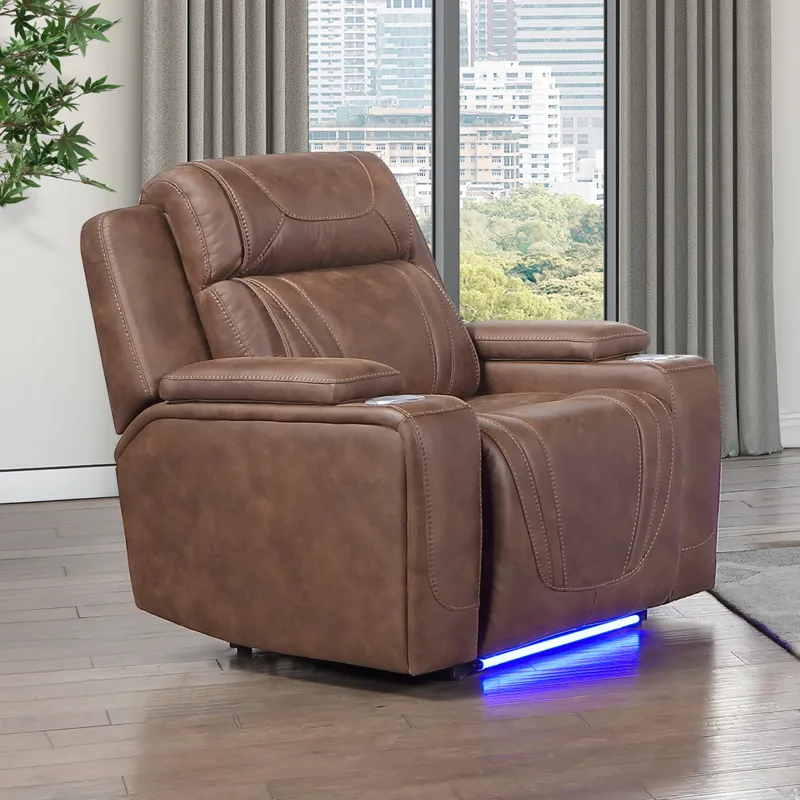 Carrow Auto Glide Recliner W/Power Headrest & Footrest, Stereo, Massage-Bro