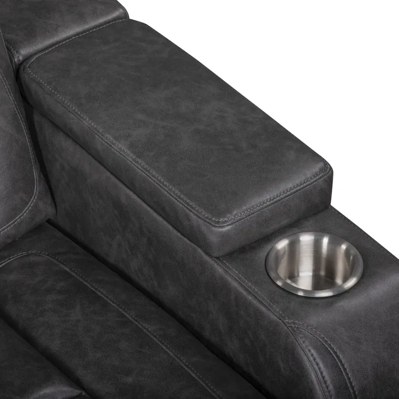 Chester Reclining Console Loveseat W/Power Headrest & Footrest-Gray