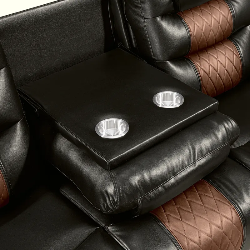 Nikko Sofa W/Dual Recliner-Brown