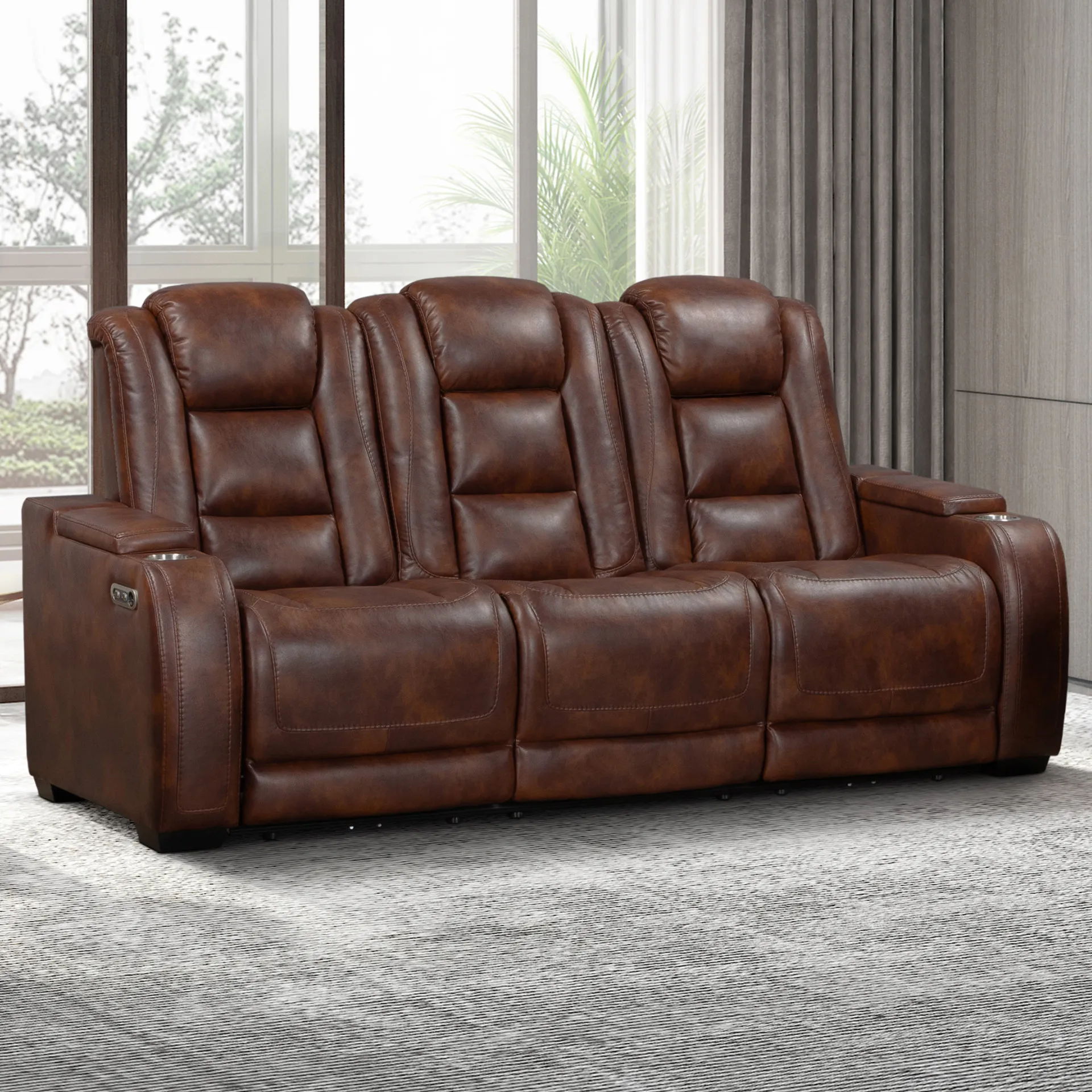 Chester Reclining Sofa W/Power Headrest & Footrest-Brown U5483