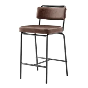 Zander KD Faux Leather Counter Stool, Toasted Dark Brown