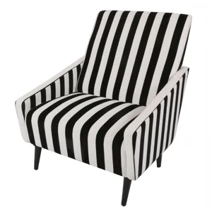 Dayton KD Fabric Accent Chair Black Legs, Black/White Stripe