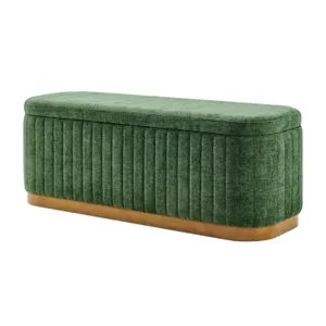 Clinton Chenille Storage Bench, Seneca Green