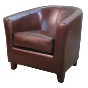 Hayden BONDED Leather Tub Chair, Saddle Brown