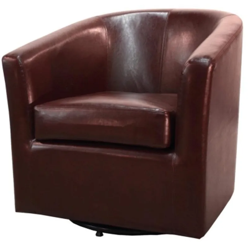 Hayden Swivel Bonded Leather Chair, Saddle Brown