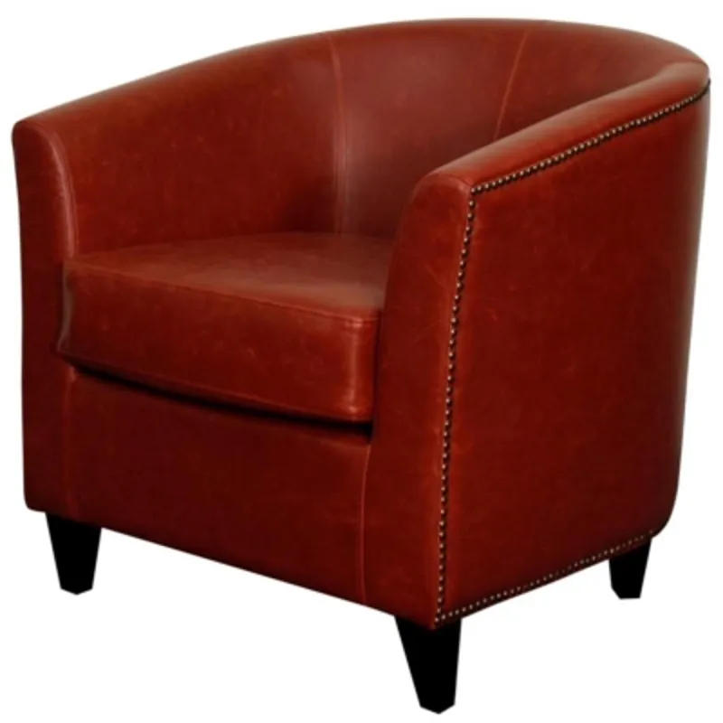 Orson Bonded Leather Tub Chair Black Legs, Vintage Red
