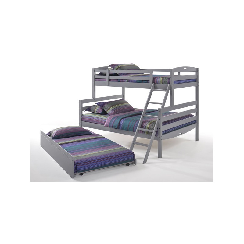 Sesame Twin Full Bunk Bed with Trundle in Gray YBTFSESYT1GRY by
