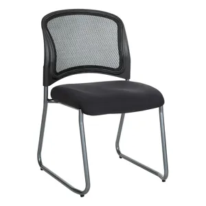 Titanium Finish Black Visitors Chair with Progrid Back and Sled Base