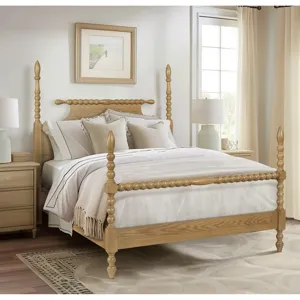 Beckett Queen Turned Wood Spindle Bed - Natural