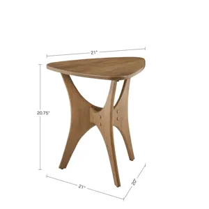 Blaze Triangle Wood Side Table - Light Brown