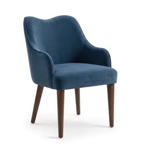 Nicole Miller Larkspur Wave Back Velvet Dining Arm Chair - Slate Blue